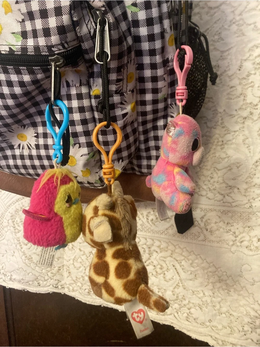 TRANS by JANSPORT Checkerboard With Daisies Charm Loaded Backpack